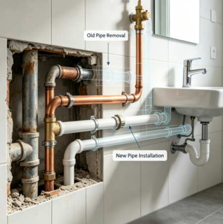 Bathroom Water Pipe Replacement Project