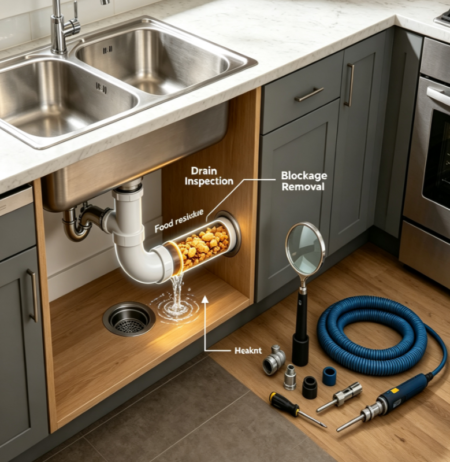 Kitchen Drain Pipe Blockage Repair Project