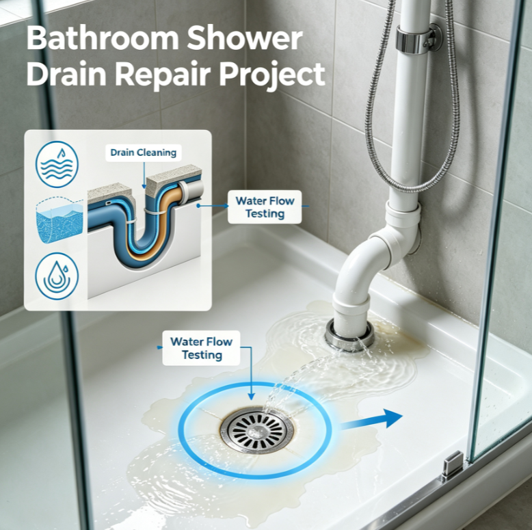 Bathroom Shower Drain Repair Project
