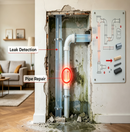 Wall Hidden Pipe Leakage Repair Project
