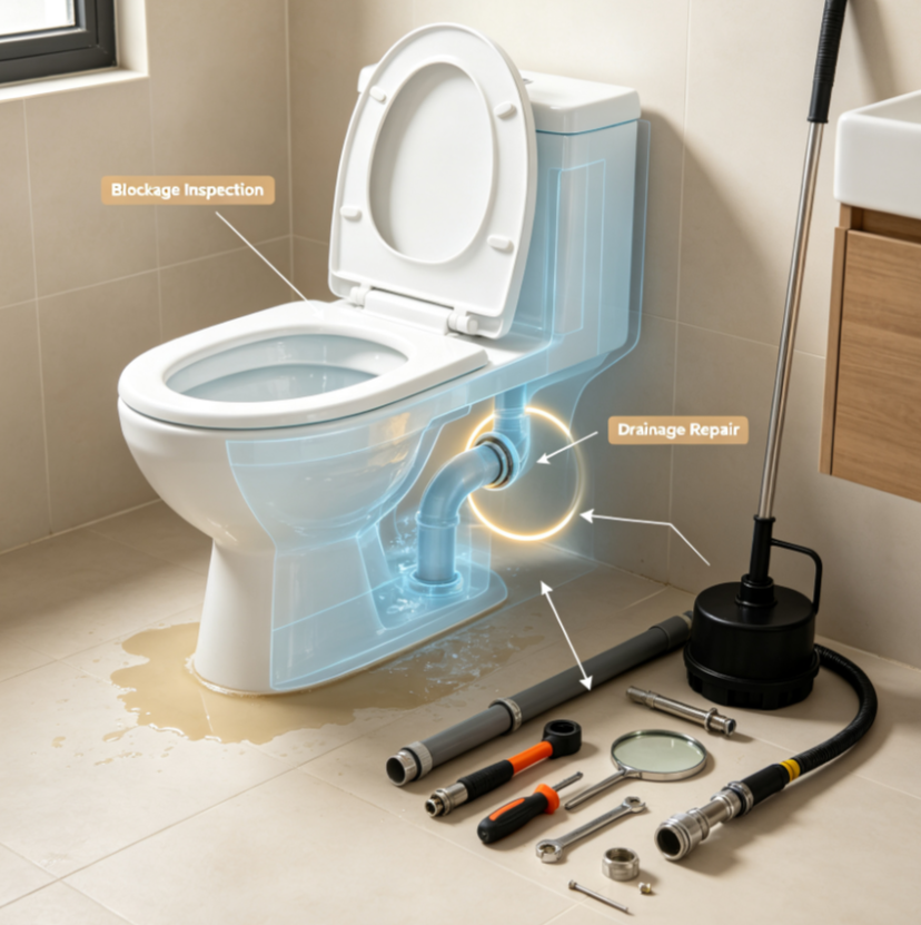 Bathroom Toilet Blockage Repair Project