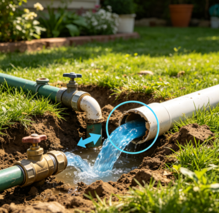 Outdoor Garden Water Pipe Repair Project